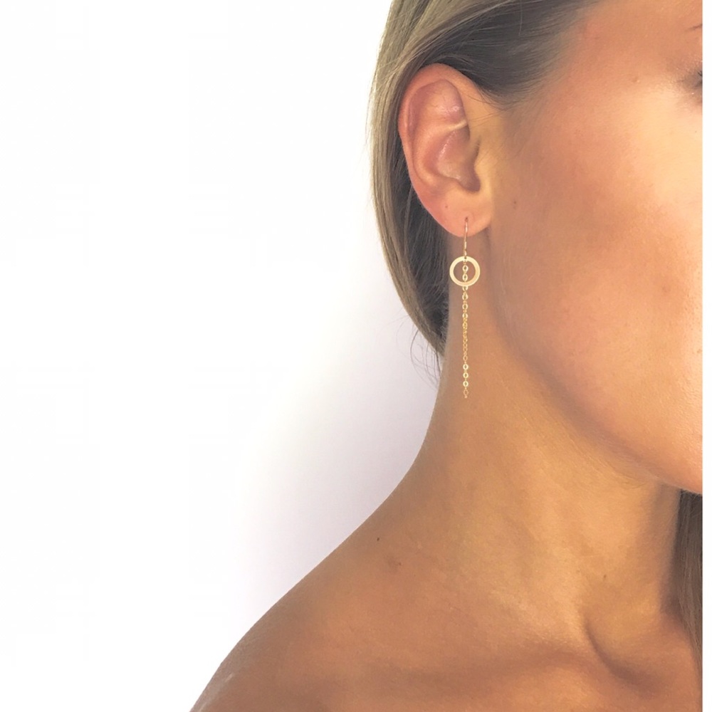 ✨NWT✨14k Gold Filled Round Linear Earrings